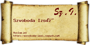 Szvoboda Izsó névjegykártya